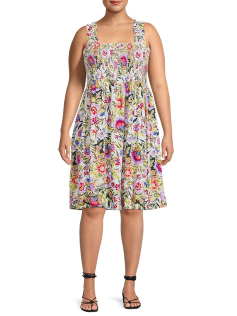 Terra & Sky Women's Plus Size Smocked Sun Dress - Walmart.com