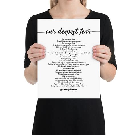 Our Deepest Fear Poem by Marianne Williamson UNFRAMED Print - Etsy UK