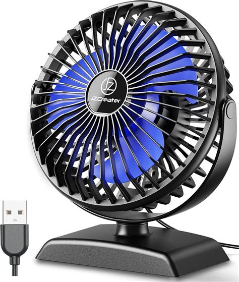 JZCreater USB Desk Fan, USB Fan Mini, 360 Rotation Desktop Fan with 3 ...