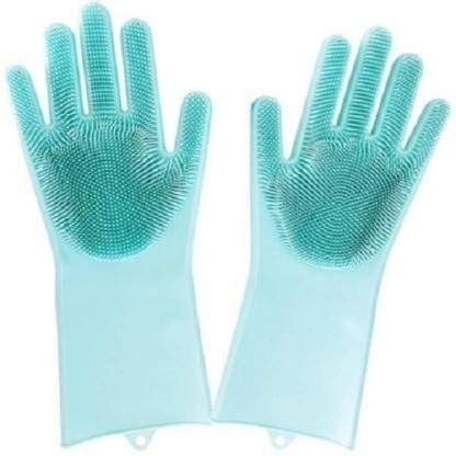 YAZATI Magic Dishwashing Gloves with Scrubber, Silicone Cleaning ...