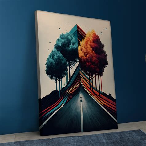 Trees & Highway Abstract Art | Abstract Canvas Wall Art Painting Prints ...