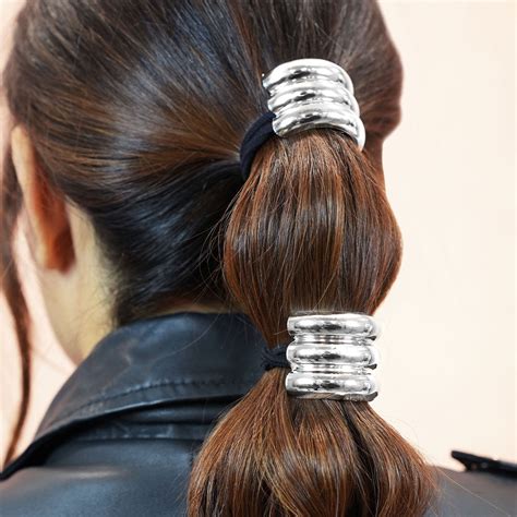 Set of 2 Triple Halo Pony Cuffs - Silver – Hair Drama Company