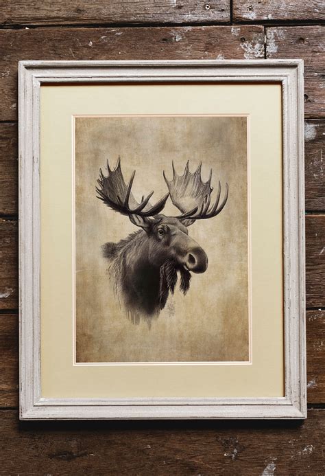 Vintage Moose Printable Antique Moose Art Printmoose Wall - Etsy