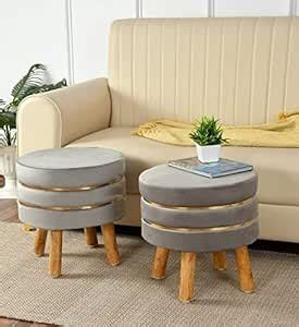 NACIA Ottoman Stool for Living Room Set of 2 Sitting Pouffes ...