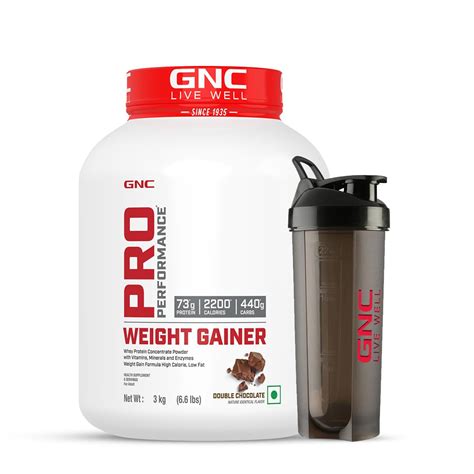 GNC Pro Performance Weight Gainer & Black Shaker (Double Chocolate, 3 ...