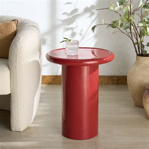 Safavieh Couture Lollita Modern Concrete Round End Table, Red - Walmart.com