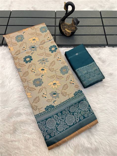 Eclat Peach Soft Banarasi Tissue Silk Saree With Impressive Blouse Pie ...