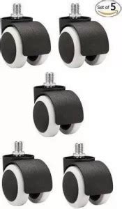 Divet Threaded Twin Castor Revolving Chair Wheel Black & White ...