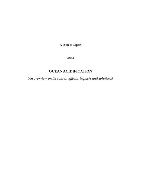 Project Report: OCEAN ACIDIFICATION - Causes, Effects, and Solutions ...