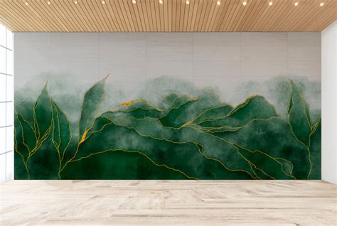 Green Leaf Marble Effect Wallpaper – Myindianthings