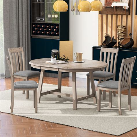 Wooden Round Dining Table And Chairs