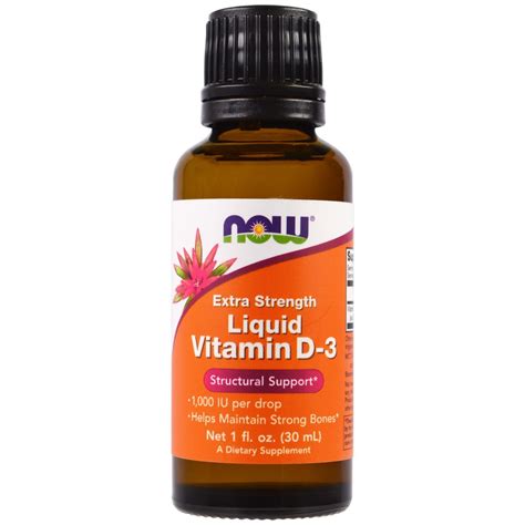 Now Foods, Liquid Vitamin D-3, Extra Strength, 1,000 IU, 1 fl oz (30 ml) - Byclue