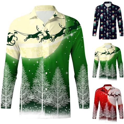 Buy (Great home)Men's Christmas Shirts Long Sleeve Floral Printed ...