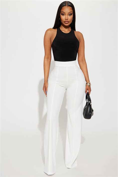 Victoria High Waisted Dress Pants - White | Fashion Nova