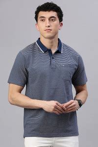 Classic Polo Striped Men Polo Neck Navy Blue, White T-Shirt - Buy ...