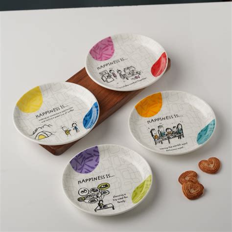 Buy Happiness Ceramic Mini Snack Plates 5" Set of 4 Online at ...
