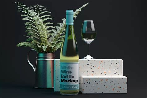 White Wine Bottle Mockup Scene