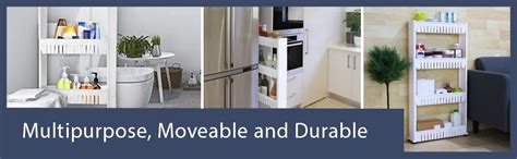 Saimani Kitchen Storage Organizer 4 Layer Rack Shelf with Wheels ...