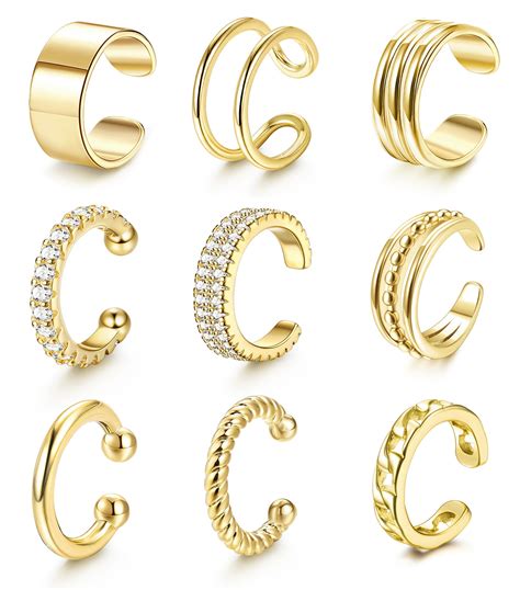 Buy LOLIAS 𝐄𝐚𝐫 𝐂𝐮𝐟𝐟 𝐄𝐚𝐫𝐫𝐢𝐧𝐠𝐬 for Women Non Piercing Gold Ear Cuffs 𝟏𝟒𝐊 ...
