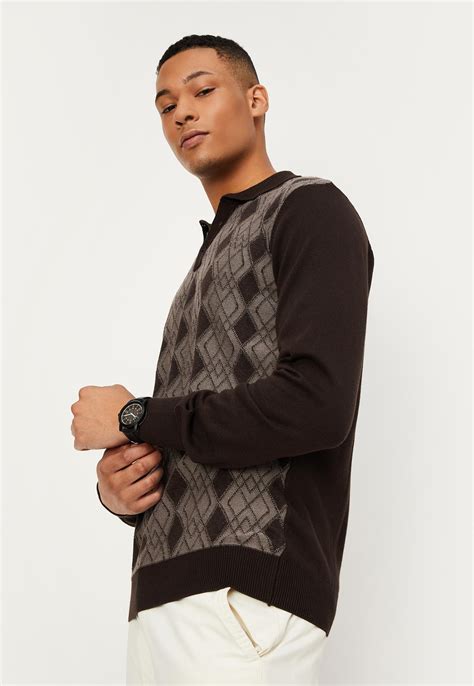 Buy Men Argyle Knitted Polo T-shirt Online at just Rs. 999.0 ...
