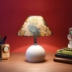foziq Yellow & Green Fabric Shade With White Metal Base Table Lamp ...
