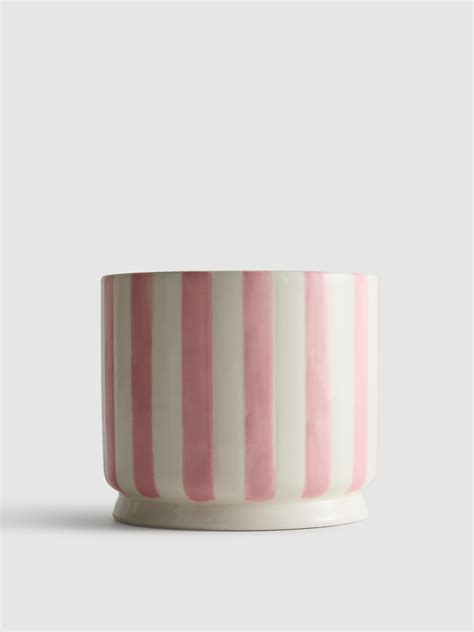 Green Small Striped Plant Pot | Primark