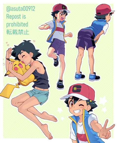 pikachu and ash ketchum (pokemon and 2 more) drawn by ok_(asuta00912 ...