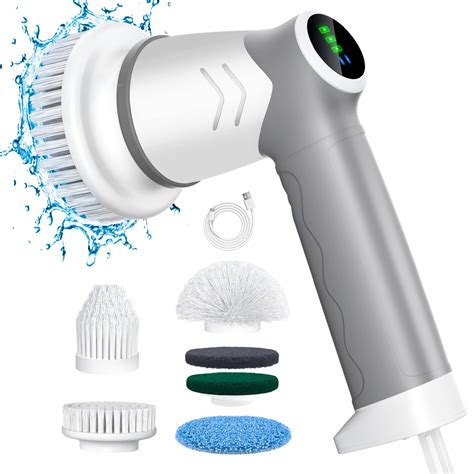 Electric Spin Scrubber,power scrubber with 2 speed and Smart led Display,Handhold cleaning brush ...