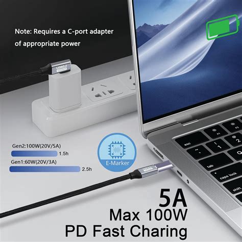 TECPHILE L Shape Type-C Male to Type-C Female 100W Charging Cable ...