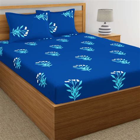 Home Ecstasy 100% Cotton Double Bedsheets with 2 Pillow Covers Cotton ...
