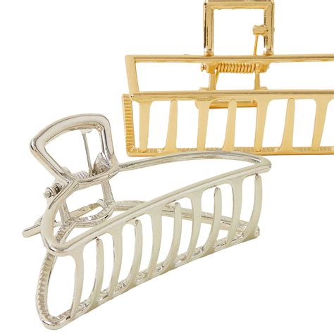Accessorize London Women Multi Metal Hair Claw Clips Set Of 2