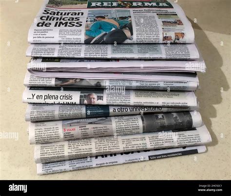 Pile of Spanish-language newspapers, Mexico Stock Photo - Alamy