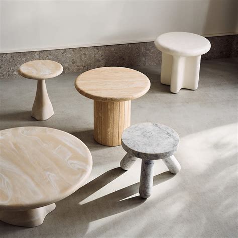 Espira Round Cream Marbled Resin Side Table + Reviews | CB2 Canada