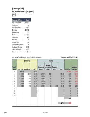 Net Present Value Calculator - Blank Fillable Template | Fill Out ...