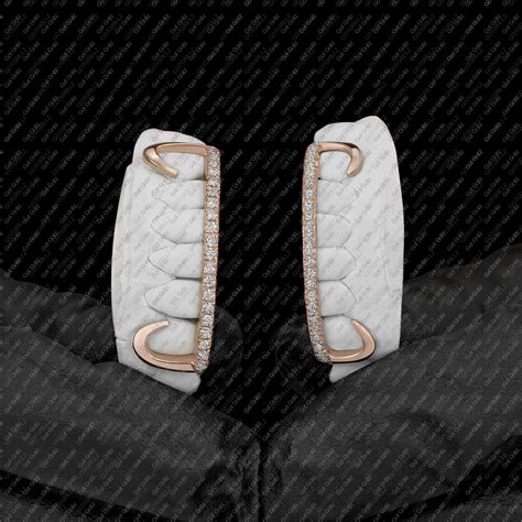 Rose Gold J Hook Style Iced Diamond Bar Bottom Grillz