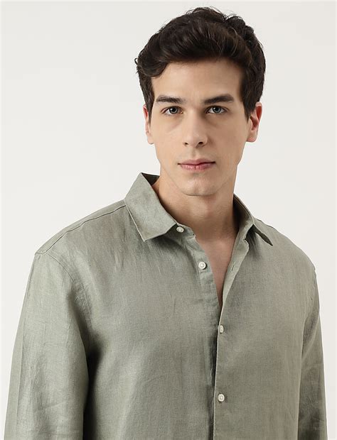 Buy Linen Self Design Shirt at Marks & Spencer