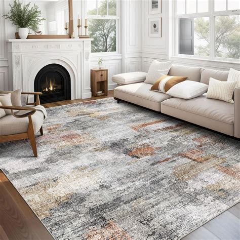 Amazon.com: Abstract Living Room Rug 9x12 - Modern Washable Soft Thin ...