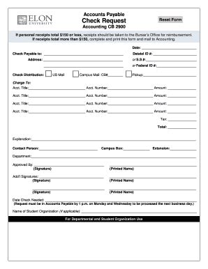 2023-2025 Form Elon University Check Request Fill Online, Printable ...