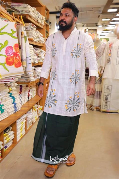 Off White Long Kurta with Handblock Mukkutti – Byhand