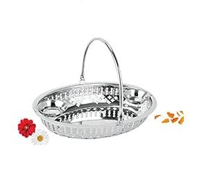 Smartserve Cordial Staineless Steel Pooja Basket Set of 1 : Amazon.in ...