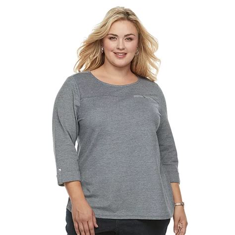 Plus Size Croft & Barrow® Button-Accent Pique Top