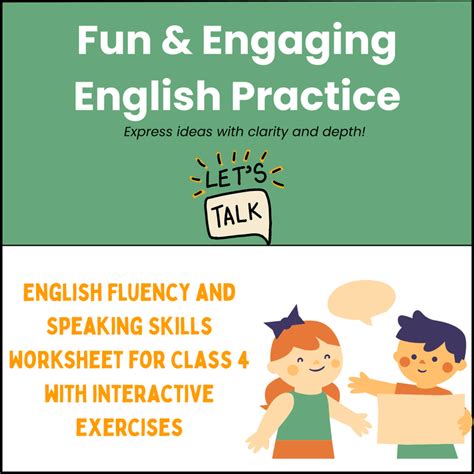 English Fluency and Speaking Skills Worksheet for Class 4 | PlanetSpark