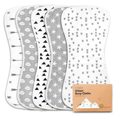Organic Burp Cloths For Baby Boys and Girls - 5-Pack Ultra Absorbent ...