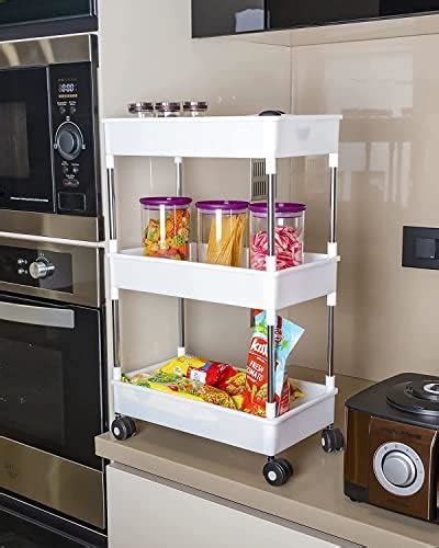 PULSBERY Plastic Multipurpose Storage Organizer Slim Rack Shelf With ...