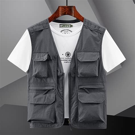 JNGSA Men's Outdoor Cargo Vest with Multi-Pocket Quick-drying ...