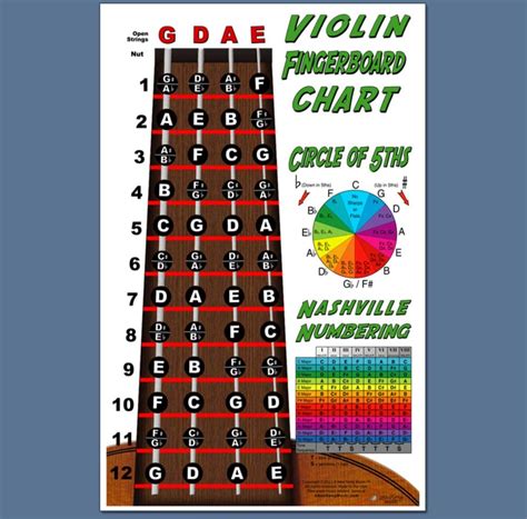 Violin Fiddle Fingerboard Instructional Poster with Nashville Numbering ...