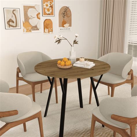 Atumcto 35.43 inch Round Dining Table for Home, Small Kitchen Round ...