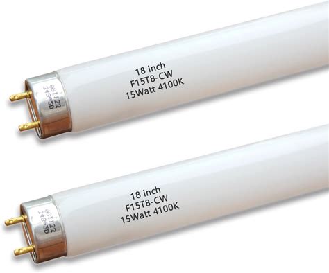 2Pack F15W-T8-CW Cool White 15 Watt Fluorescent Bulb,F15T8/CW 4100K ...