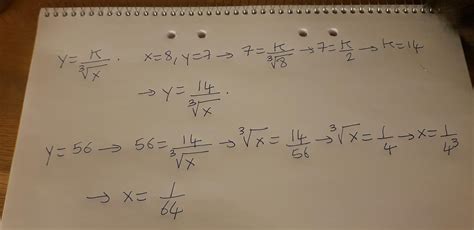 Y varies inversely as the cube root of x. If y = 7, when x = 8, what is ...