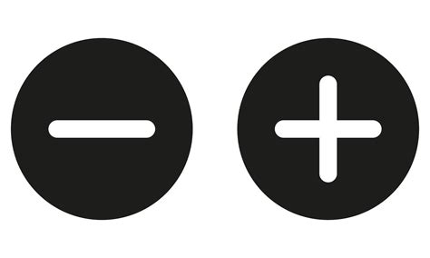 Two black and white circles with a plus and minus sign 50768847 Vector ...